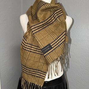 Christian Dior Vintage Cashmaire Scarf Checkered Brown Plaid, Vintage 53”